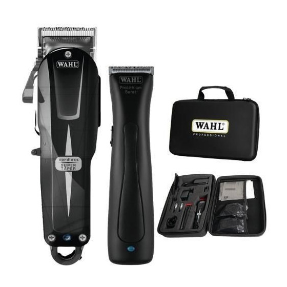 WAHL - Combo SUPER TAPER Black Cordless + BERET STEALTH + Carrying Case